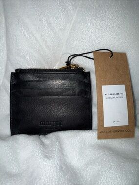 margot Black Leather Betty Zip Card Case